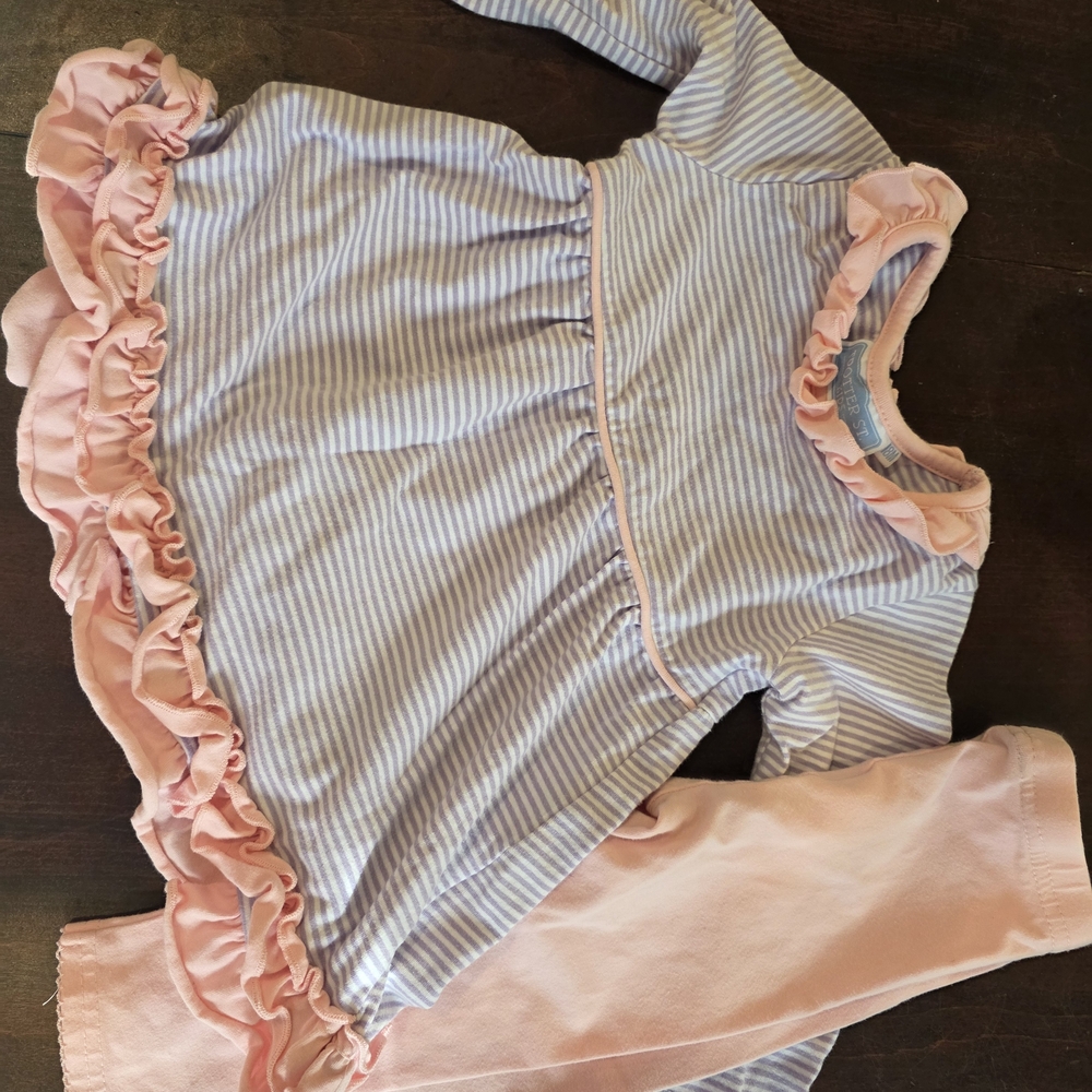 Purple Striped Dress with Pink Ruffles